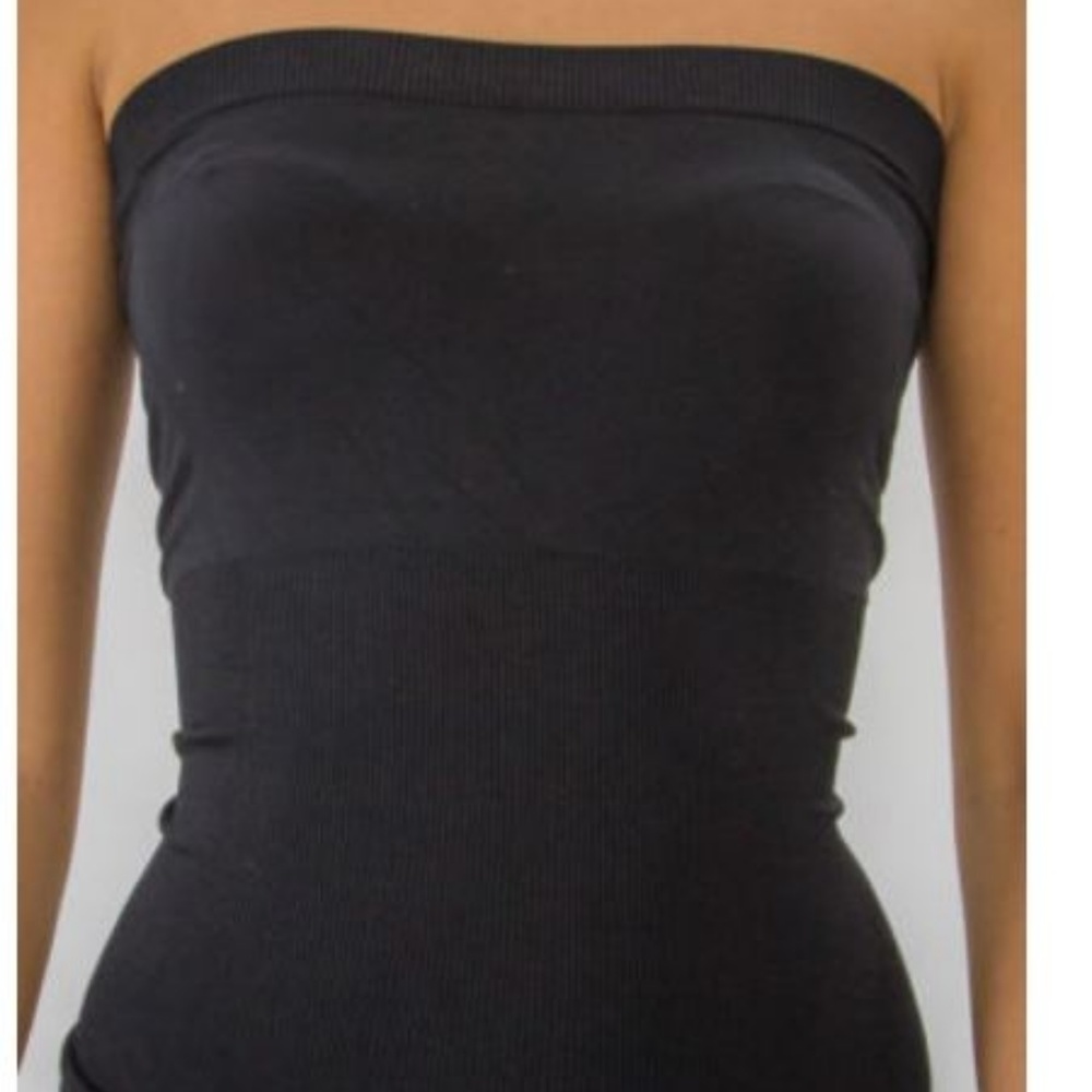 Strapless Tube Top Basic Layering Ribbed Stretch T - Picture 2 of 8